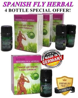Spanish Fly Herbal Sex Drops - 4 Bottle Special Offer Saving over £10.00!